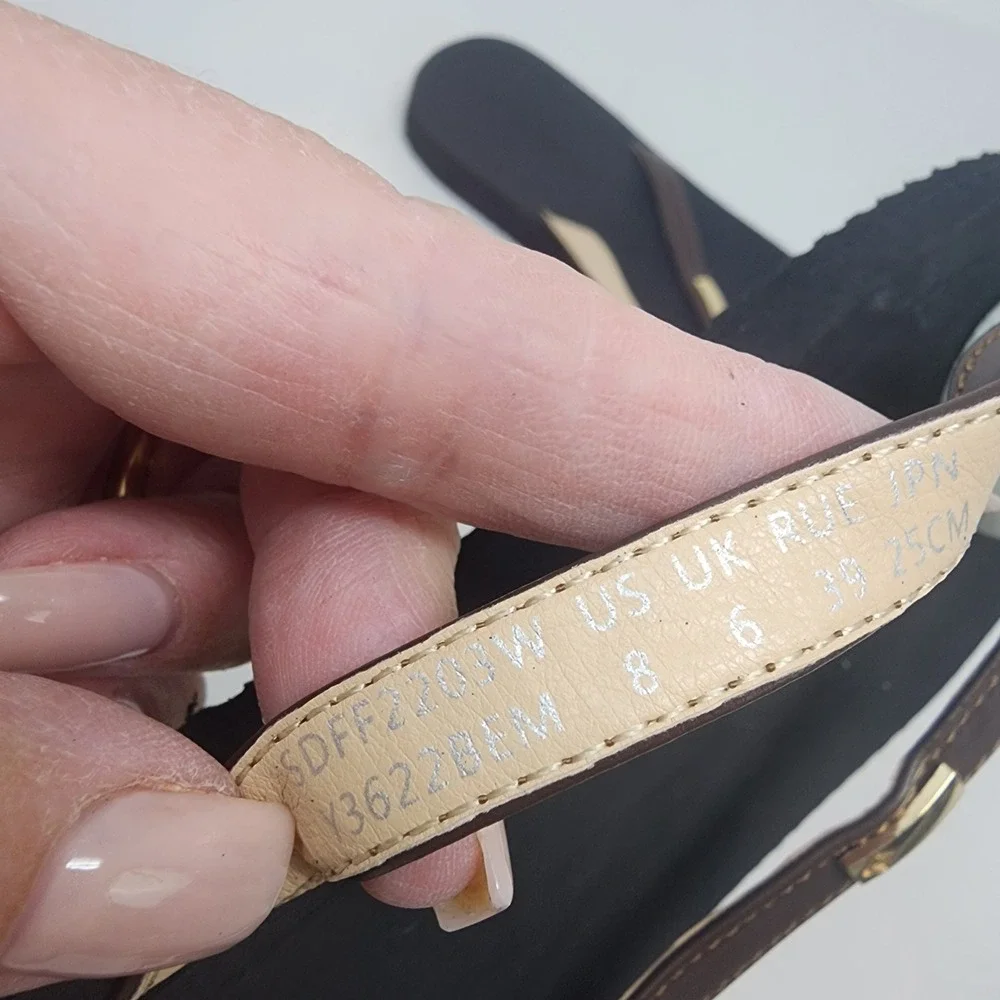 Dream Pairs‎ Flip Flop Sandals Womens 8 Brown Black Gold Detail Casual NWT